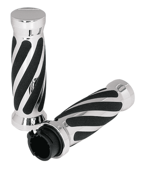 Gzp Swirl Style Grips Chrome Dual Cable Grip Zodiac