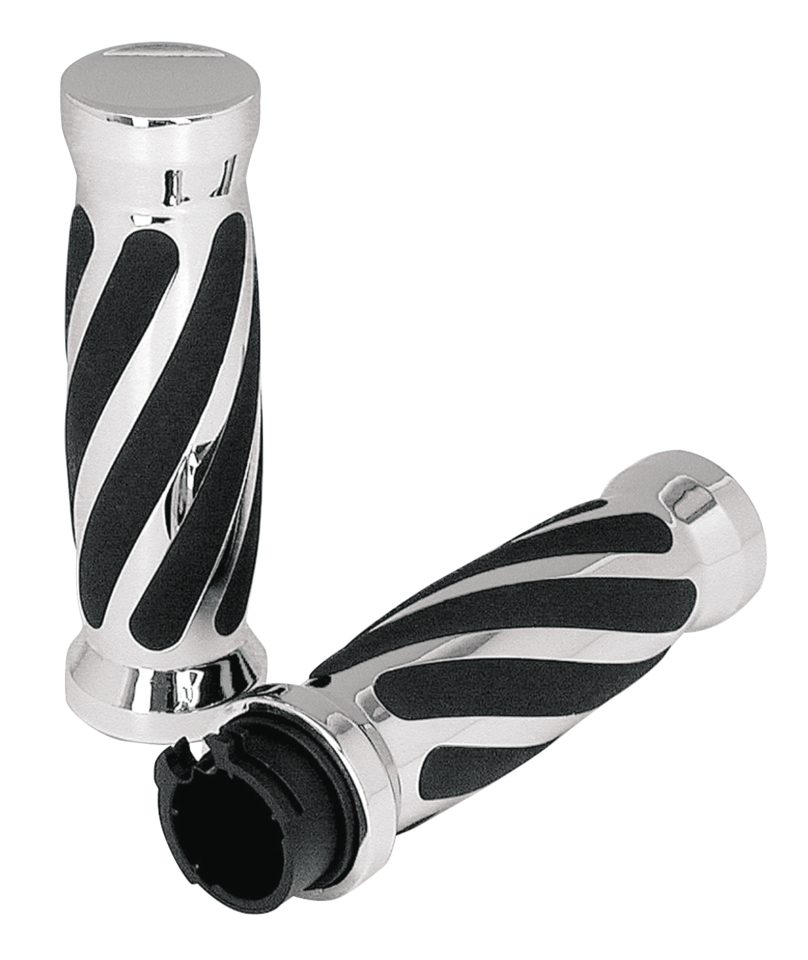 Gzp Swirl Style Grips Chrome Dual Cable Grip Zodiac