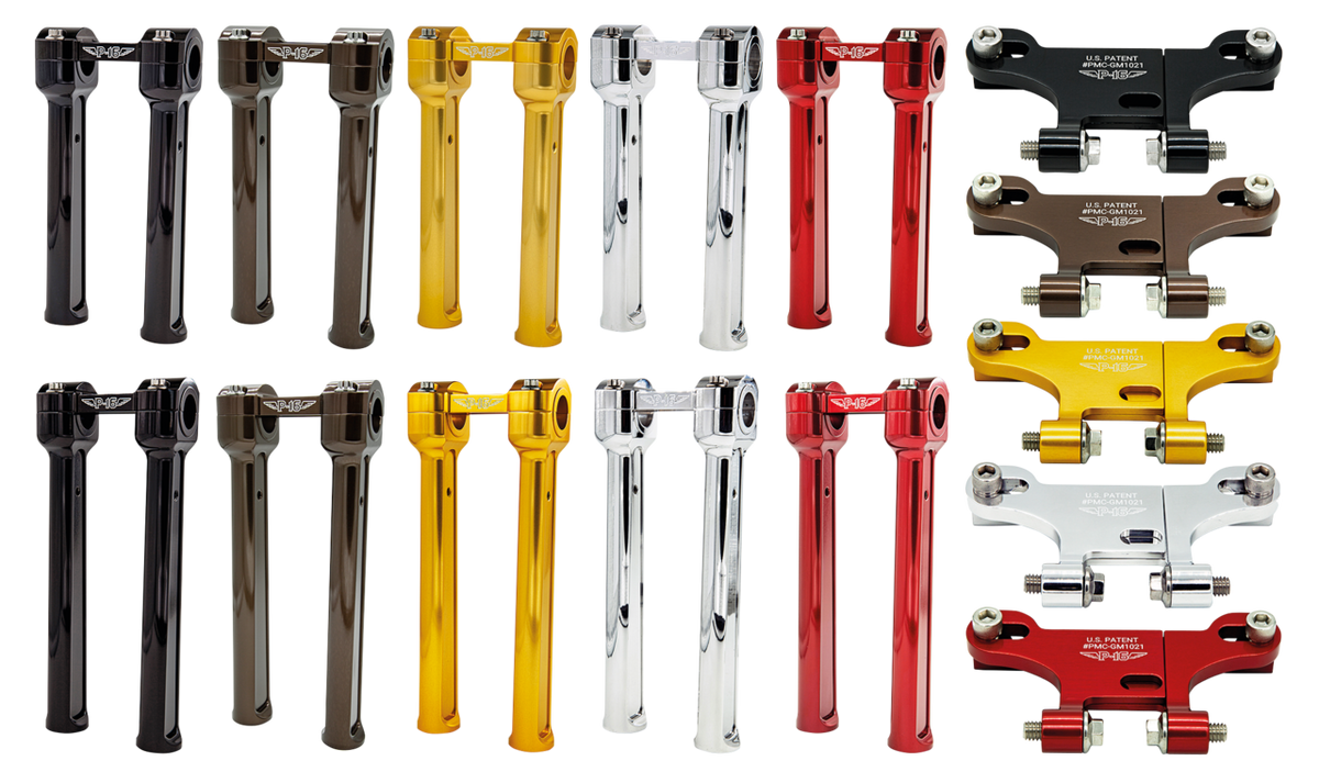 8" P16 Risers, Red Risers P16 Powerplant Motorcycle Co. Default Title