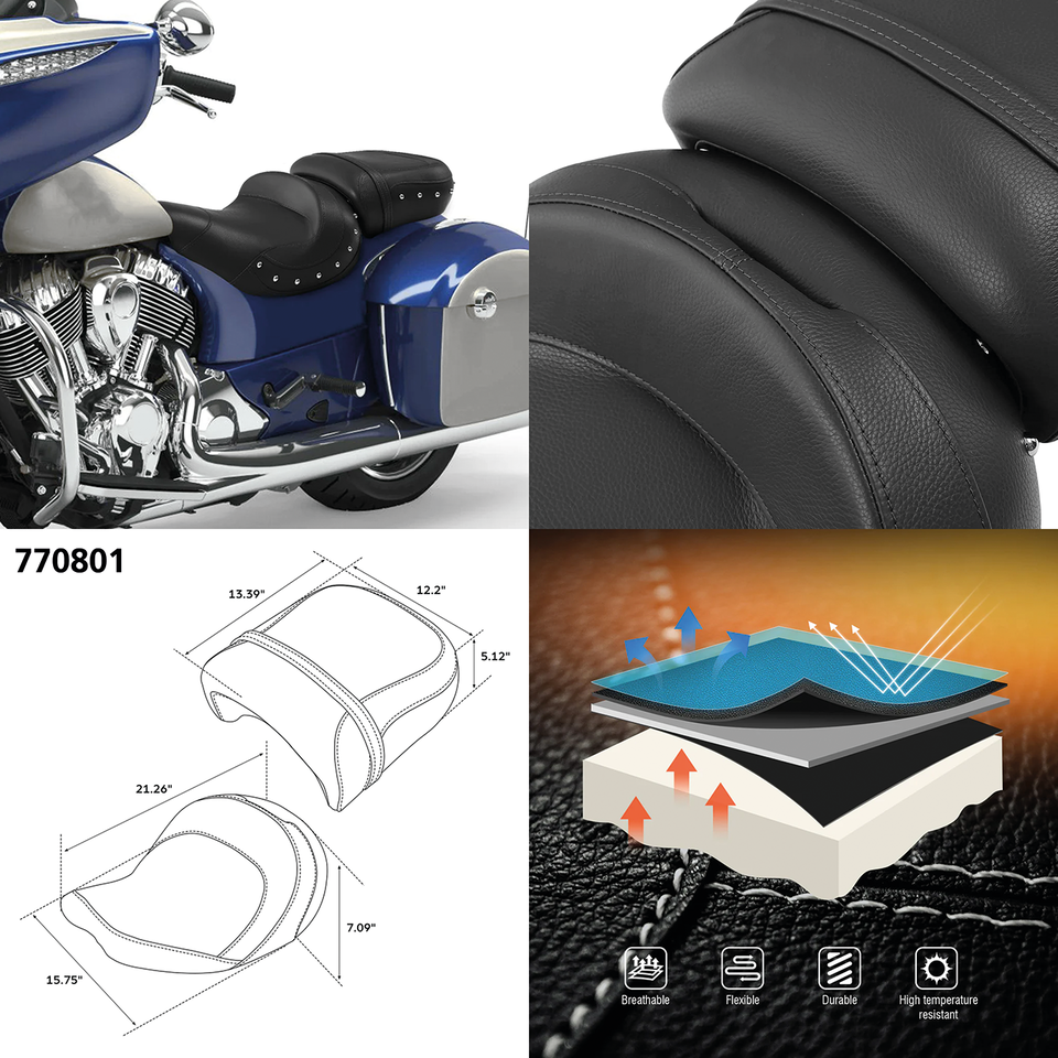 Dr+Pa Studded Seat Black Indian14 Up 2-Up Seat C.C. Rider