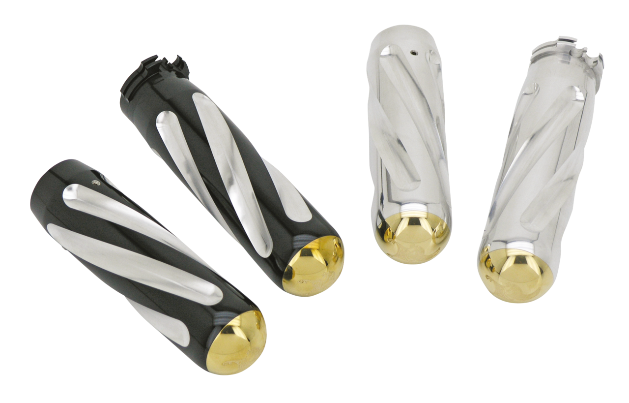 Neo Fusion Spiral Grips Black/Brass Handlebar, Hand Controls & Mirrors Ken's Factory