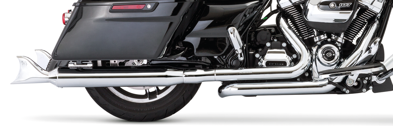 4" Sharktails S O's All Blk Flh/T17 Up Slip-On & Muffler Freedom Performance Exhaust