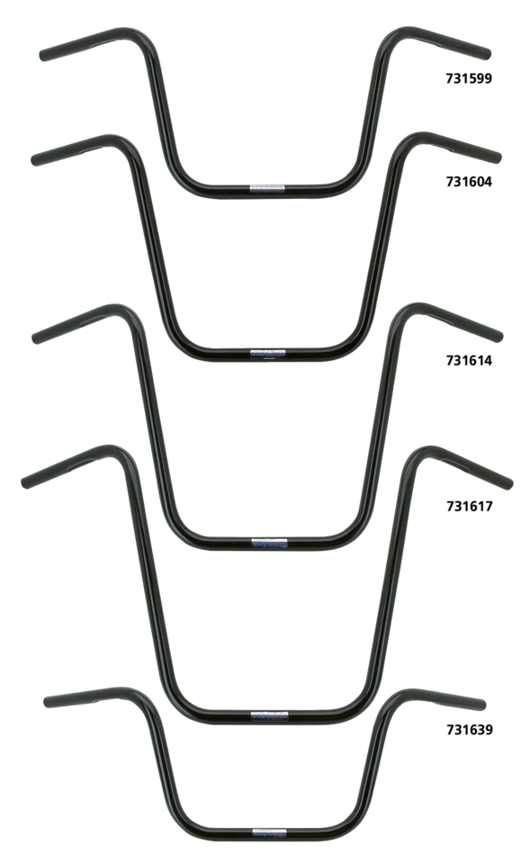 Apehanger Black "Medium" H=310mm 82 Up Handlebar Crc Custom Parts