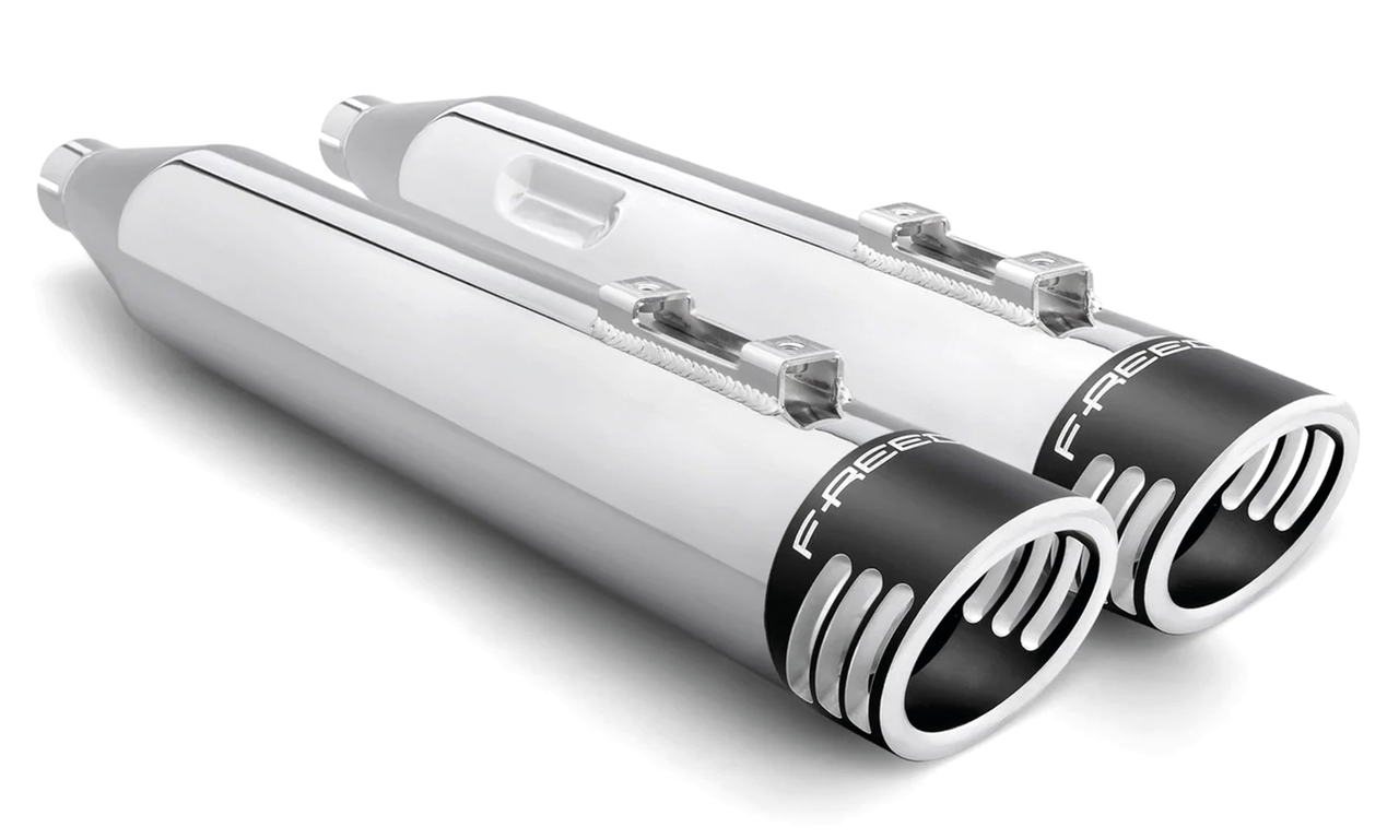 4" Racing S/O's Chr/Blk Sculp Flh/T17 Up Slip-On & Muffler Freedom Performance Exhaust Default Title
