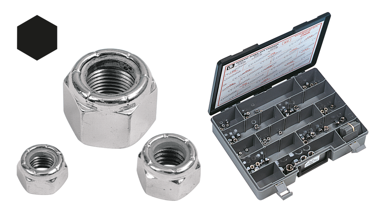 Ass. Tray Nylon Insert Hex Nuts Chrome Hardware & Fastener Midwest Acorn Nut Company Default Title