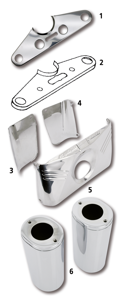 Upper Cvr Wide Glide Stainless Fl49 59 Upper Fork Cover V-Twin Manufacturing