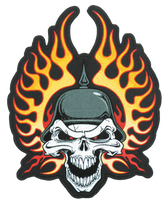 Flame Helmet Skull Patch 9"X12.5" Patch & Pin Lethal Threat Default Title