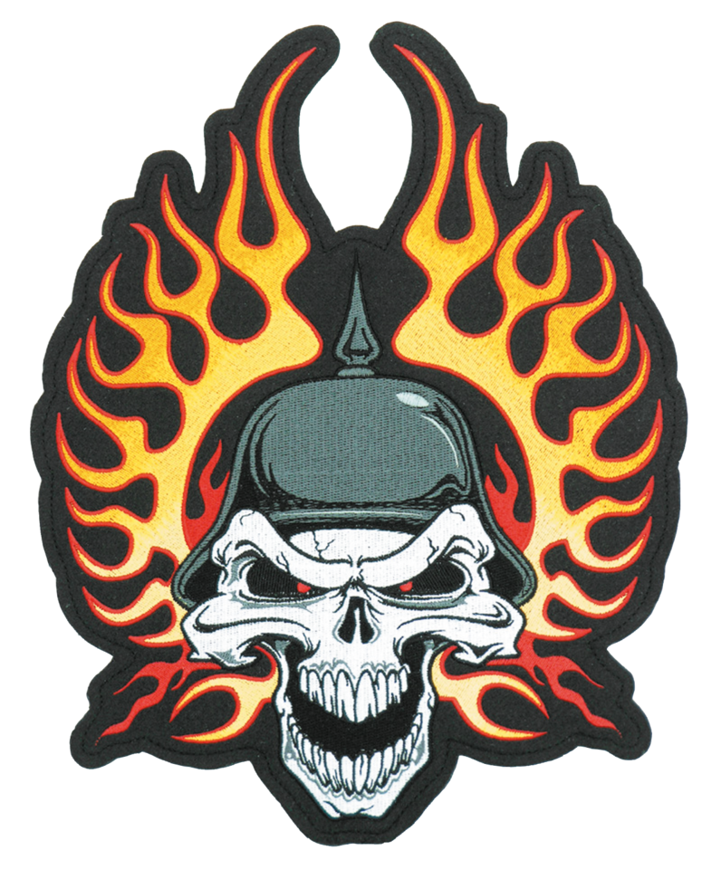 Flame Helmet Skull Patch 9"X12.5" Patch & Pin Lethal Threat Default Title