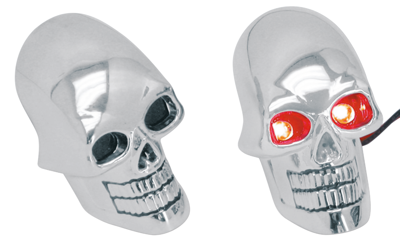 Gzp 2" Chrome Skull Marker Lamps W/Led B Turn Signal Zodiac Default Title