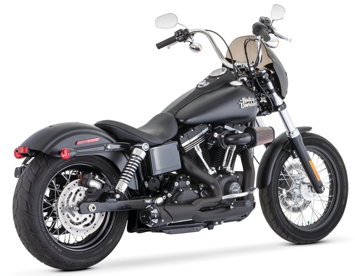 Us Outlaw Low 2 1 Blk/Sclptd Fxd91 06 2-1 Full Exhaust System Freedom Performance Exhaust