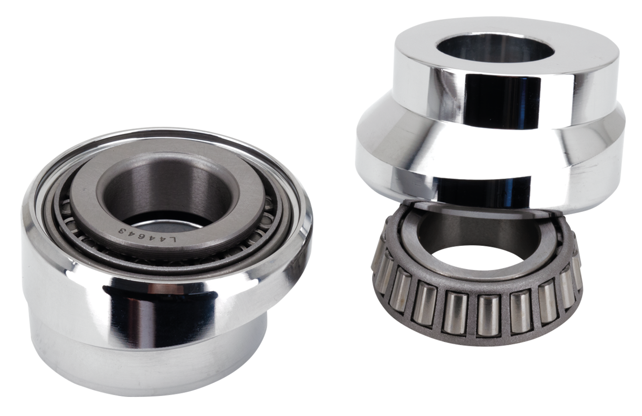 Chrome 3deg Raked Neck Cups W/Bearings Steering Head Bearing & Cup V Twin Mfg Default Title