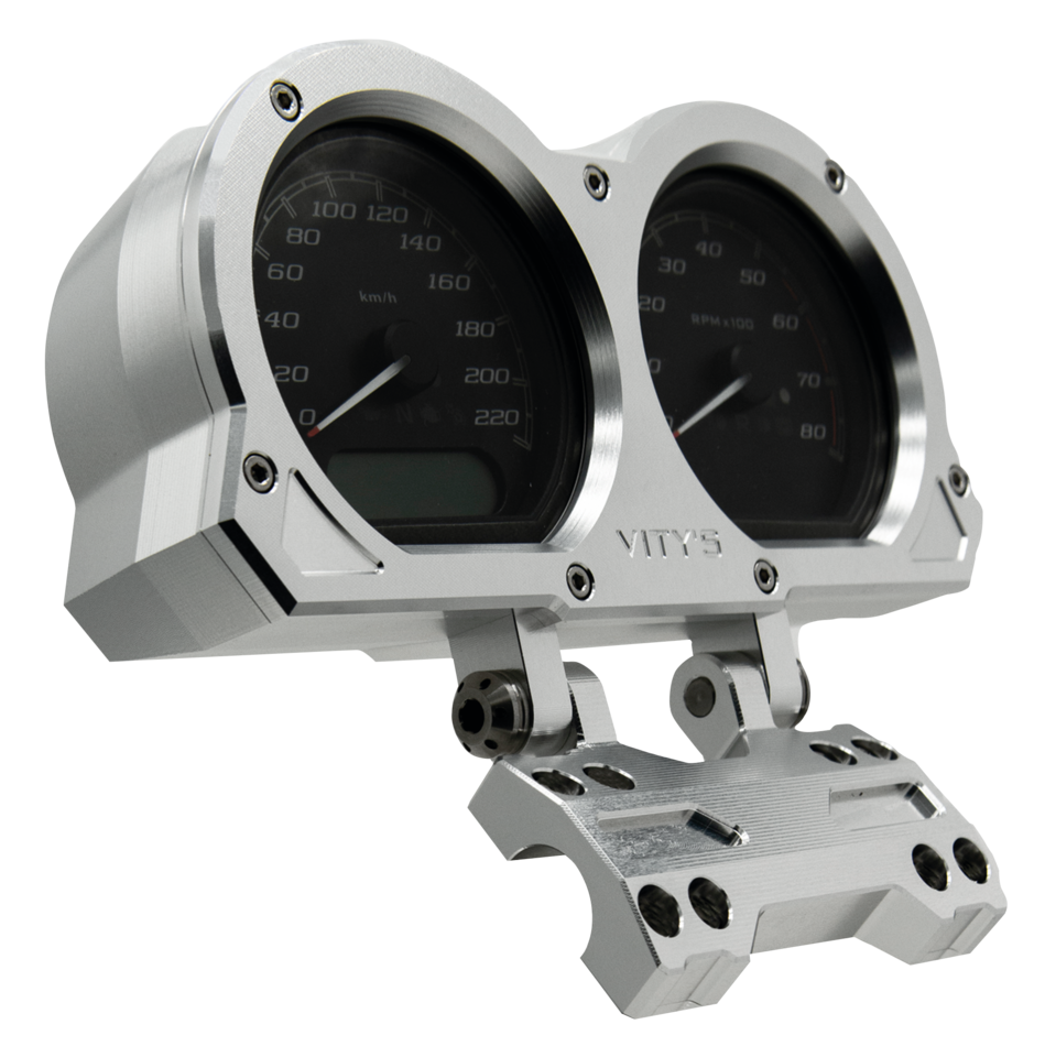 Vity's Fxlr18 Up Billet Gauge Hsng Silvr Speedo Mount Vity's Design