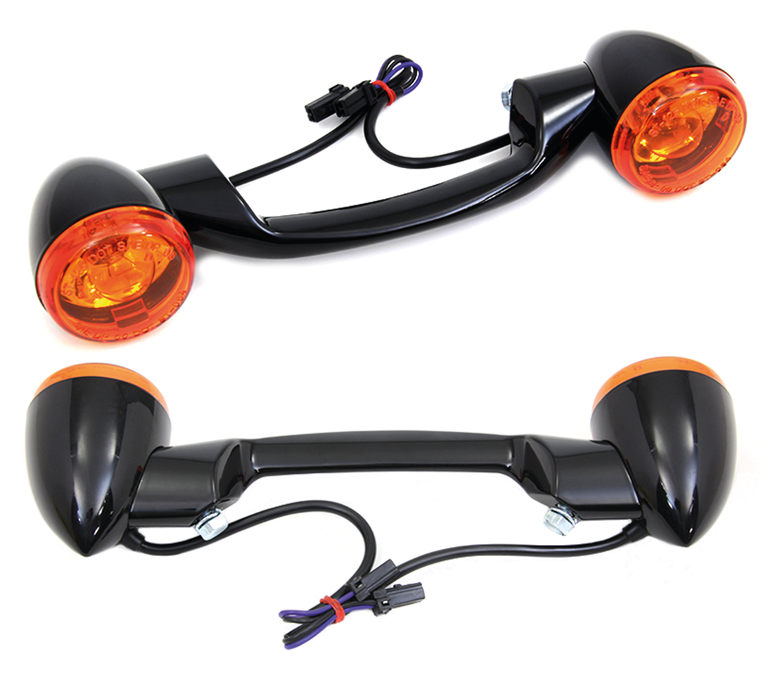 Turn Signal Bar Black/Amber Flh/T99 13 Turn Signal V Twin Mfg Default Title