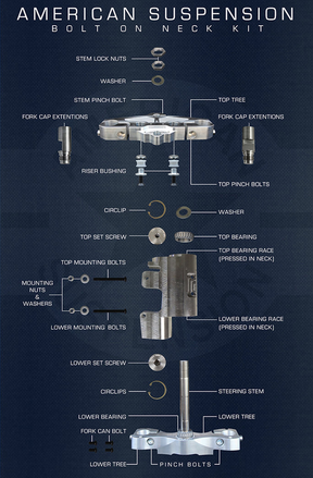 A.S. Bolt On Neck & Trees 30" Flh/T14 Up Triple Tree Kit American Suspension