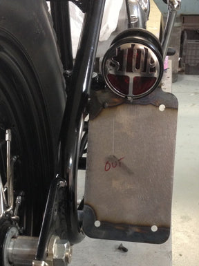 Bung King License Plate Backing Plate for Early Vincent-Style Tail Light, 1/8" Mild Steel License Plate Mount Bung King
